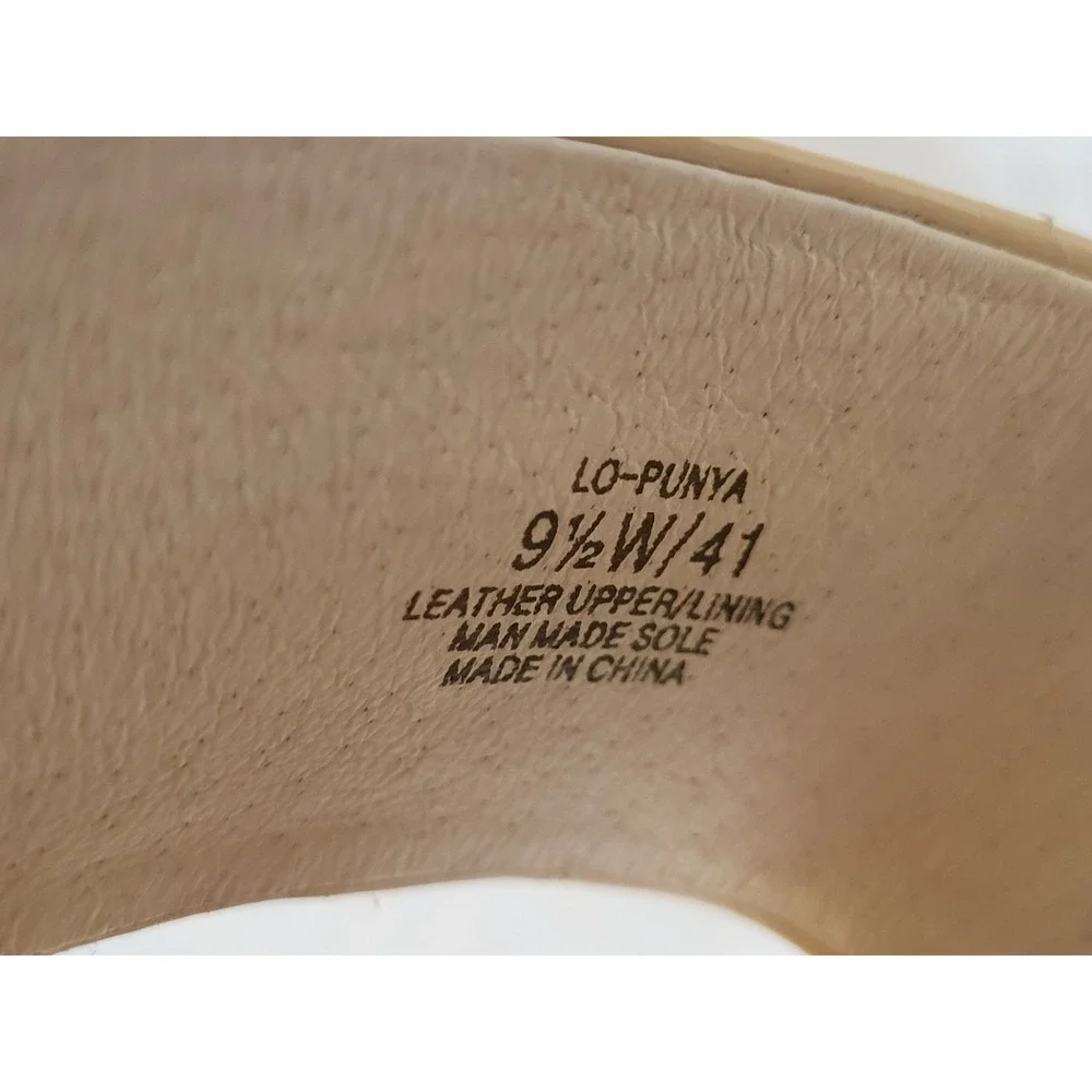 Louise et Cie Punya Nude Patent Leather Wood Wedge Sandals Womens 9.5W EU 41